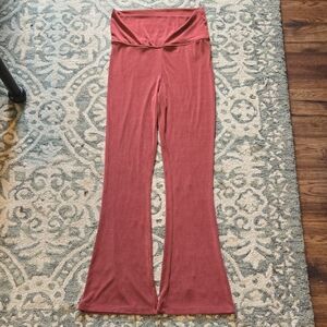 Urban Outfitters Stretchy Dark Coral Pink Flare Pants Sz M